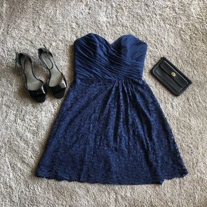 DB textured strapless navy blue mini dress size 6